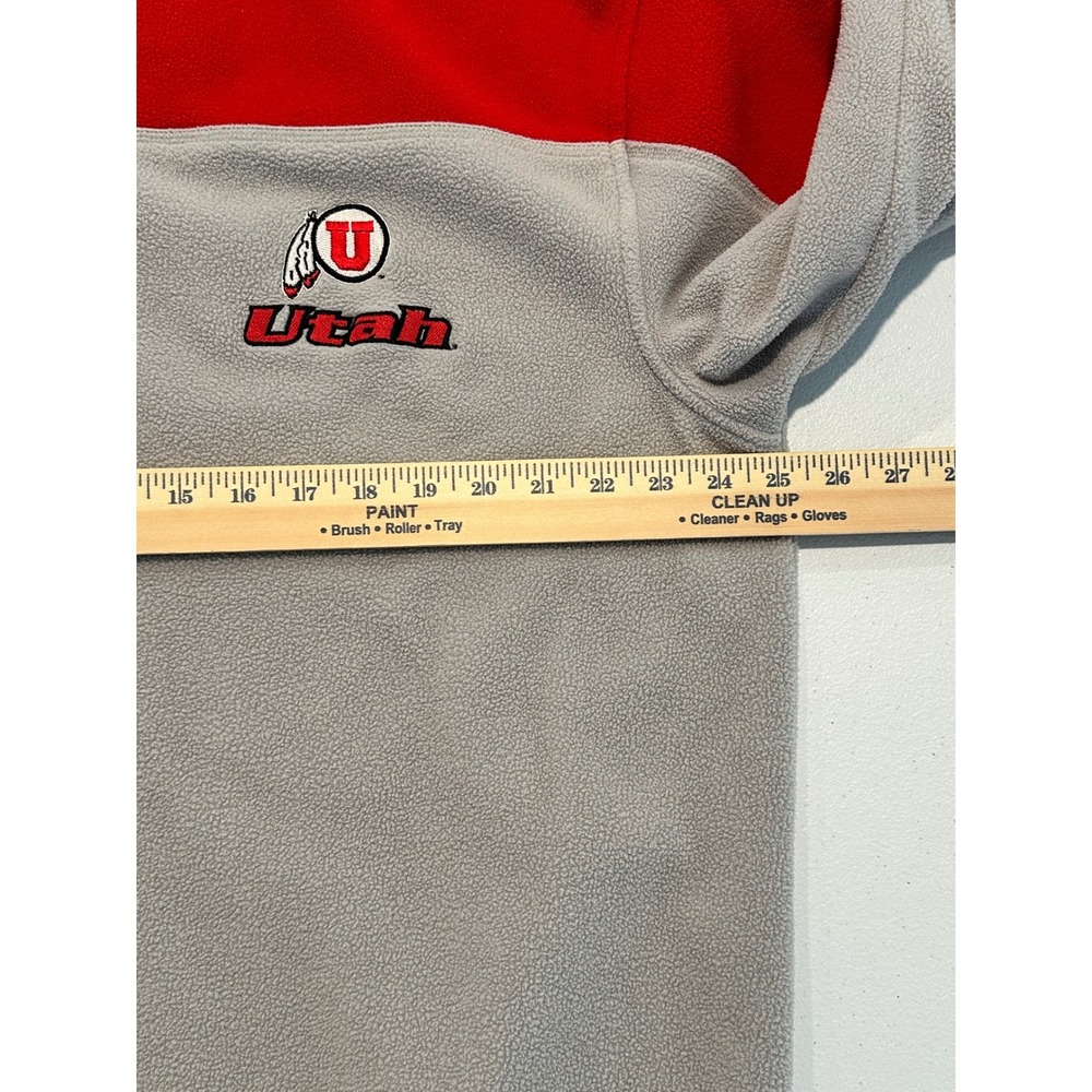 Utah Utes Red Gray Embroidered Active Fleece Quarter Zip Pullover Mens XL - Picture 12 of 14